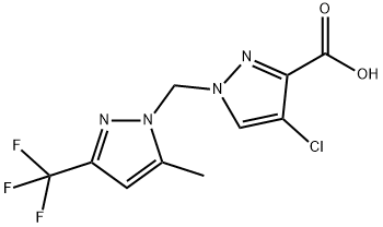 4-氯-1-((5-甲基-3-(三氟甲基)-1H-吡唑-1-基)甲基)-1H-吡唑-3-羧酸 结构式