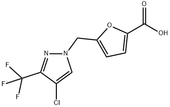 5-{[4-Chloro-3-(trifluoromethyl)-1H-pyrazol-1-yl]methyl}furan-2-carboxylic acid Struktur