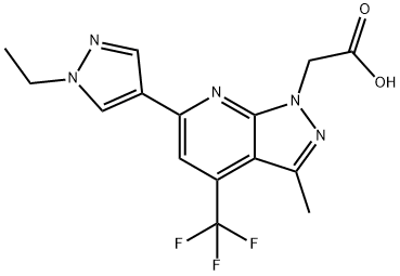[6-(1-Ethyl-1H-pyrazol-4-yl)-3-methyl-4-(trifluoromethyl)-1H-pyrazolo[3,4-b]pyridin-1-yl]acetic acid Struktur