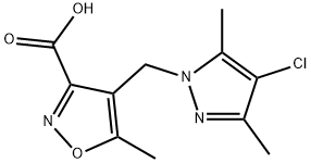 4-[(4-chloro-3,5-dimethyl-1H-pyrazol-1-yl)methyl]-5-methylisoxazole-3-carboxylic acid,1006455-02-2,结构式