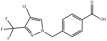 4-{[4-Chloro-3-(trifluoromethyl)-1H-pyrazol-1-yl]methyl}benzoic acid Struktur