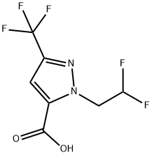 1-(2,2-Difluoroethyl)-3-(trifluoromethyl)-1H-pyrazole-5-carboxylic acid Struktur