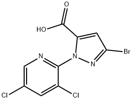 1H-Pyrazole-5-carboxylic acid, 3-broMo-1-(3,5-dichloro-2-pyridinyl)- 化学構造式