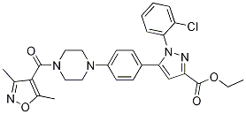 ETHYL 1-(2-CHLOROPHENYL)-5-(4-(4-(3,5-DIMETHYLISOXAZOLE-4-CARBONYL)PIPERAZIN-1-YL)PHENYL)-1H-PYRAZOLE-3-CARBOXYLATE Structure