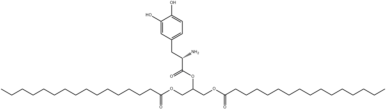 1,3-dihexadecanoyl-2-(2-amino-3-(3,4-dihydroxyphenyl)propanoyl)propane-1,2,3-triol Struktur