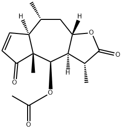 (3R)-4β-アセトキシ-3,3aα,4,4a,7aα,8,9,9aβ-オクタヒドロ-3,4aβ,8α-トリメチルアズレノ[6,5-b]フラン-2,5-ジオン 化学構造式