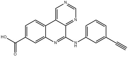 5-[(3-乙炔苯基)氨基]-嘧啶并[4,5-C]喹啉-8-羧酸, 1009821-06-0, 结构式