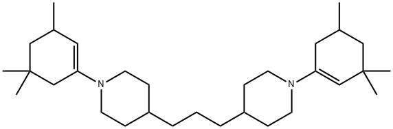 1-(3,3,5-トリメチル-1-シクロヘキセン-1-イル)-4-[3-[1-(3,5,5-トリメチル-1-シクロヘキセン-1-イル)ピペリジン-4-イル]プロピル]ピペリジン 化学構造式