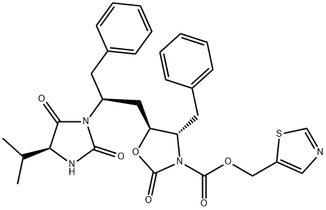 (4S,5S)-4-Benzyl-5-[(2S)-2-((4S)-4-isopropyl-2,5-dioxoiMidazolidin-1-yl)-3-phenylpropyl]-2-oxo-1,3-oxazolidine-3-carboxylate thiazol-5-ylMethyl Ester Structure