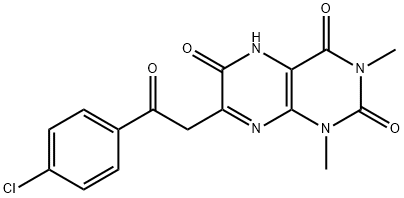 2,4,6(3H)-Pteridinetrione,  7-[2-(4-chlorophenyl)-2-oxoethyl]-1,5-dihydro-1,3-dimethyl- Struktur