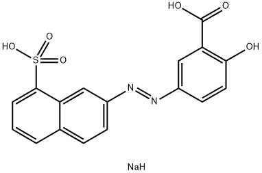 2-Hydroxy-5-[(8-sulfo-2-naphthalenyl)azo]benzoic acid disodium salt Structure