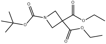 1,3,3-Azetidinetricarboxylic acid, 1-(1,1-dimethylethyl) 3,3-diethyl ester Struktur