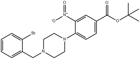 Benzoic acid, 4-[4-[(2-broMophenyl)Methyl]-1-piperazinyl]-3-nitro-, 1,1-diMethylethyl ester Struktur