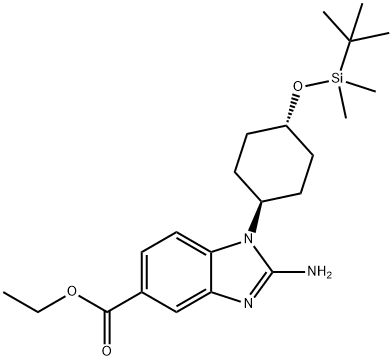 1H-BenziMidazole-5-carboxylic acid, 2-aMino-1-[trans-4-[[(1,1-diMethylethyl)diMethylsilyl]oxy]cyclohexyl]-, ethyl ester 化学構造式
