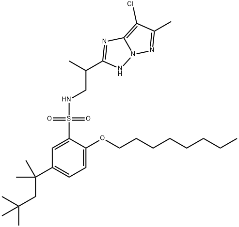 101217-11-2 N-[2-(7-Chloro-6-methyl-1H-pyrazolo[1,5-b][1,2,4]triazol-2-yl)propyl]-2-octyloxy-5-(1,1,3,3-tetramethylbutyl)benzenesulfonamide