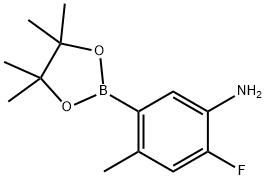 2-氟-4-甲基-5-(4,4,5,5-四甲基-1,3,2-二氧杂硼烷-2-基)苯胺,1012880-11-3,结构式