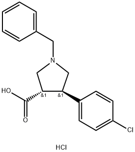 Trans-1-benzyl-4-(4-chlorophenyl)pyrrolidine-3-carboxylic acid-HCl 化学構造式