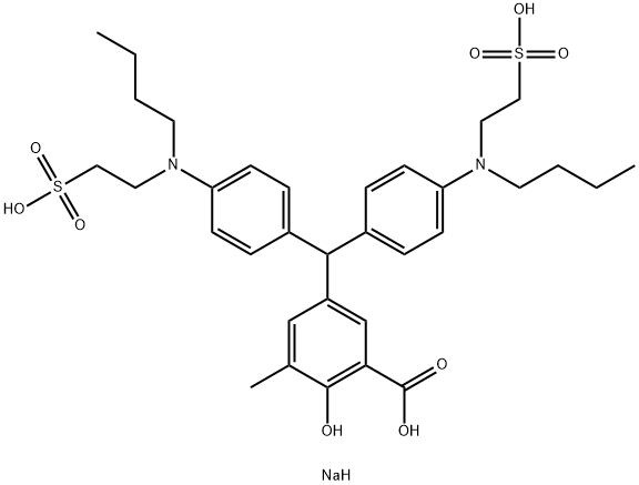 10142-91-3 2-Hydroxy-5-[bis[4-[N-butyl-N-(2-sodiosulfoethyl)amino]phenyl]methyl]-3-methylbenzoic acid