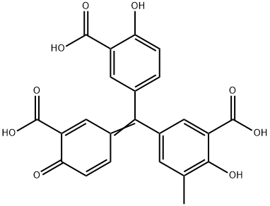 5-[(3-カルボキシ-4-ヒドロキシフェニル)(3-カルボキシ-4-オキソ-2,5-シクロヘキサジエン-1-イリデン)メチル]-2-ヒドロキシ-3-メチル安息香酸 化学構造式