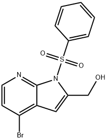 1H-Pyrrolo[2,3-b]pyridine-2-Methanol, 4-broMo-1-(phenylsulfonyl)- 化学構造式
