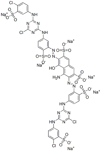 4-Amino-3,6-bis[5-[4-chloro-6-(4-chloro-3-sulfoanilino)-1,3,5-triazin-2-ylamino]-2-sulfophenylazo]-5-hydroxy-2,7-naphthalenedisulfonic acid hexasodium salt,101472-68-8,结构式