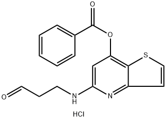[5-(3-丙醛基氨基)噻吩并[3,2-B]吡啶-7-基苯甲酸酯盐酸盐, 1015223-89-8, 结构式