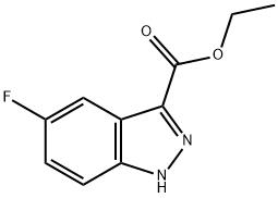 5-フルオロ-1H-インダゾール-3-カルボン酸エチルエステル 化学構造式