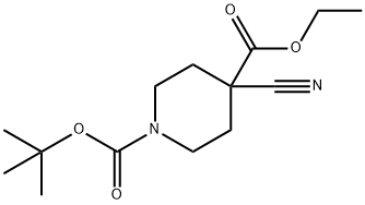 1-tert-butyl 4-ethyl 4-cyanopiperidine-1,4-dicarboxylate Struktur