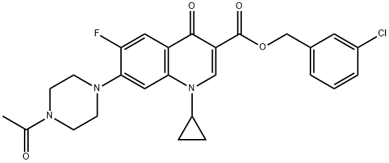 3-Quinolinecarboxylic acid, 7-(4-acetyl-1-piperazinyl)-1-cyclopropyl-6-fluoro-1,4-dihydro-4-oxo-, (3-chlorophenyl)Methyl ester Structure