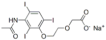 ナトリウム 2-[2-(3-アセトアミド-2,4,6-トリヨードフェノキシ)エトキシ]アセタート 化学構造式