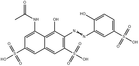 8-乙酰氨基-2-(2-羟基-5-磺基-苯基)偶氮-1-萘酚-3,6-二磺酸, 101708-53-6, 结构式