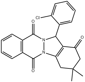 13-(2-CHLORO-PHENYL)-3,3-DIMETHYL-2,3,4,13-TETRAHYDRO-INDAZOLO[1,2-B]PHTHALAZINE-1,6,11-TRIONE Struktur