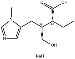 [R-(R*,R*)]-ALPHA-乙基-BETA-羟甲基-1-甲基-1H-咪唑-5-丁酸单钠盐,101769-87-3,结构式