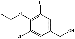 3-クロロ-4-エトキシ-5-フルオロベンジルアルコール 化学構造式