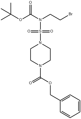 benzyl 4-{[(2-bromoethyl)(tert-butoxycarbonyl)amino]sulfonyl}tetrahydro-1(2H)-pyrazinecarboxylate Struktur