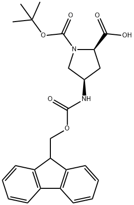 (2R,4R)-4-(((9H-fluoren-9-yl)Methoxy)carbonylaMino)-1-(tert-butoxycarbonyl)pyrrolidine-2-carboxylic acid Struktur