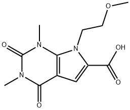 7-(2-メトキシエチル)-1,3-ジメチル-2,4-ジオキソ-2,3,4,7-テトラヒドロ-1H-ピロロ[2,3-D]ピリミジン-6-カルボン酸 化学構造式