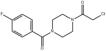 2-Chloro-1-[4-(4-fluoro-benzoyl)-piperazin-1-yl]-ethanone Struktur
