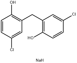 ナトリウム4-クロロ-2-(5-クロロ-2-ヒドロキシフェニルメチル)フェノラート 化学構造式