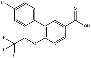 5-(4-chlorophenyl)-6-(2,2,2-trifluoroethoxy)nicotinic acid Struktur