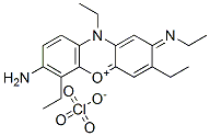 7-amino-3,6,10-triethyl-2-(ethylimino)-2,10-dihydrophenoxazin-5-ium perchlorate Struktur