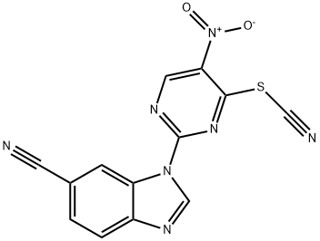3-(5-NITRO-4-THIOCYANATO-PYRIMIDIN-2-YL)-3H-BENZOIMIDAZOLE-5-CARBONITRILE Struktur