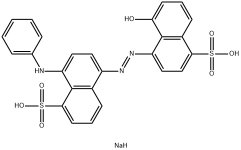 5-ヒドロキシ-4-[[4-(フェニルアミノ)-5-スルホ-1-ナフタレニル]アゾ]-1-ナフタレンスルホン酸二ナトリウム 化学構造式