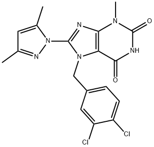 7-[(3,4-Dichlorophenyl)Methyl]-8-(3,5-diMethyl-1H-pyrazol-1-yl)-3,7-dihydro-3-Methyl-1H-purine-2,6-dione Struktur