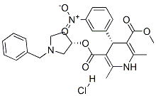 3,5-Pyridinedicarboxylic acid, 1,4-dihydro-2,6-dimethyl-4-(3-nitrophenyl)-, methyl 1-(phenylmethyl)-3-pyrrolidinyl ester, monohydrochloride, (R*,R*)-(+-)- 化学構造式