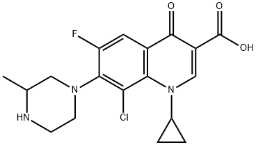 3-Quinolinecarboxylic acid, 8-chloro-1-cyclopropyl-6-fluoro-1,4-dihydro-7-(3-Methyl-1-piperazinyl)-4-oxo- Structure