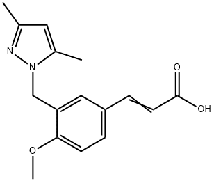 (2E)-3-{3-[(3,5-dimethyl-1H-pyrazol-1-yl)methyl]-4-methoxyphenyl}acrylic acid Structure