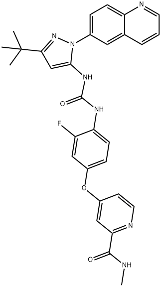 N-[3-叔丁基-1-(喹啉-6-基)-1H-吡唑-5-基]-N-[2-氟-4-[(2-(甲基氨基甲酰基)吡啶-4-基)