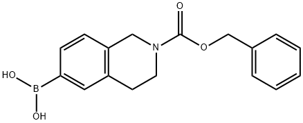 (2-((ベンジルオキシ)カルボニル)-1,2,3,4-テトラヒドロイソキノリン-6-イル)ボロン酸 化学構造式