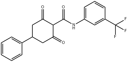 2,6-dioxo-4-phenyl-N-[3-(trifluoromethyl)phenyl]cyclohexanecarboxamide Struktur